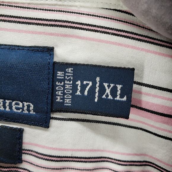 Polo by Ralph Lauren Men's Pink Striped Cotton Regent Custom Fit Shirt XL - Picture 7 of 13
